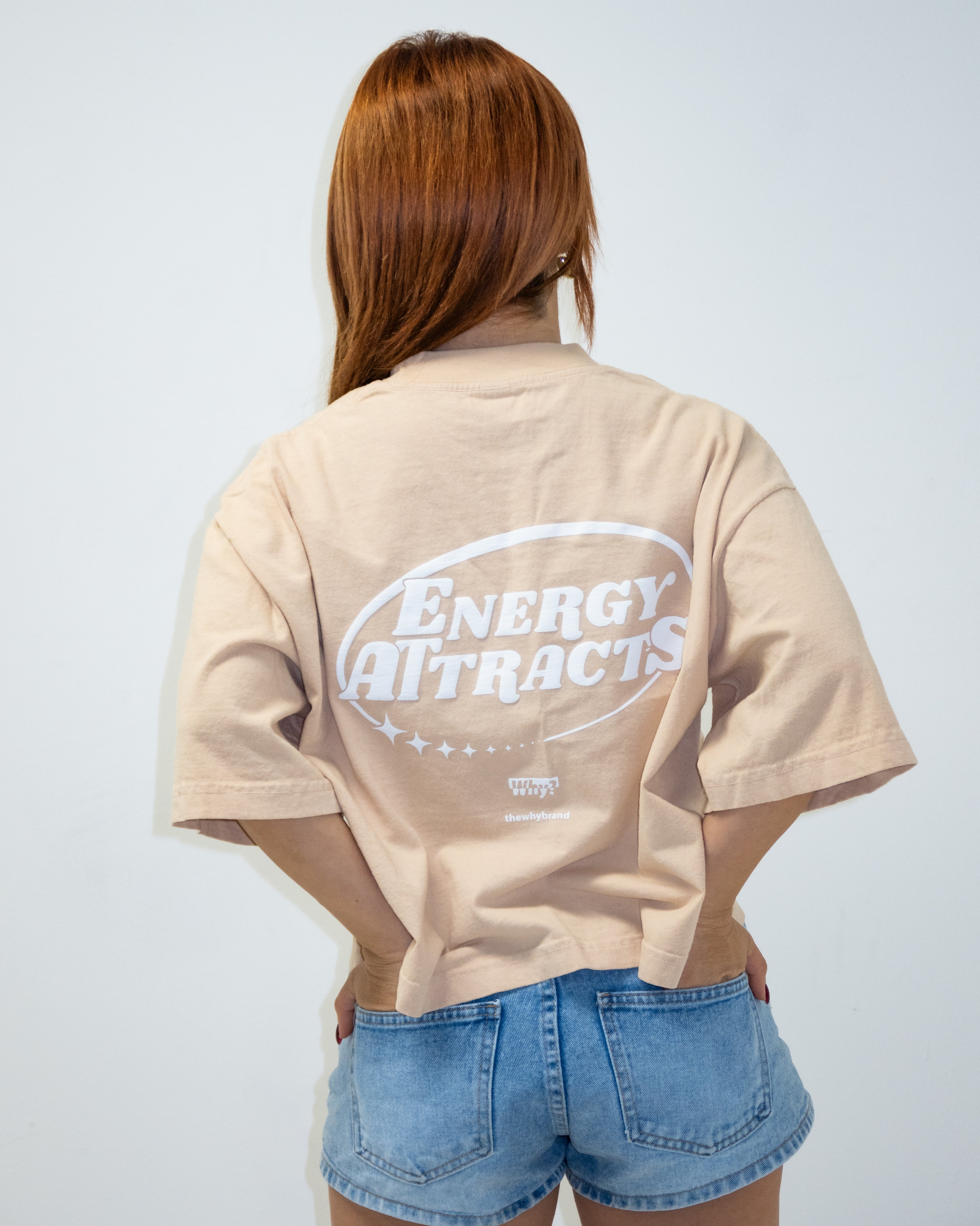 The Why Brand "Energy Attracts" Oversized Cropped Tee