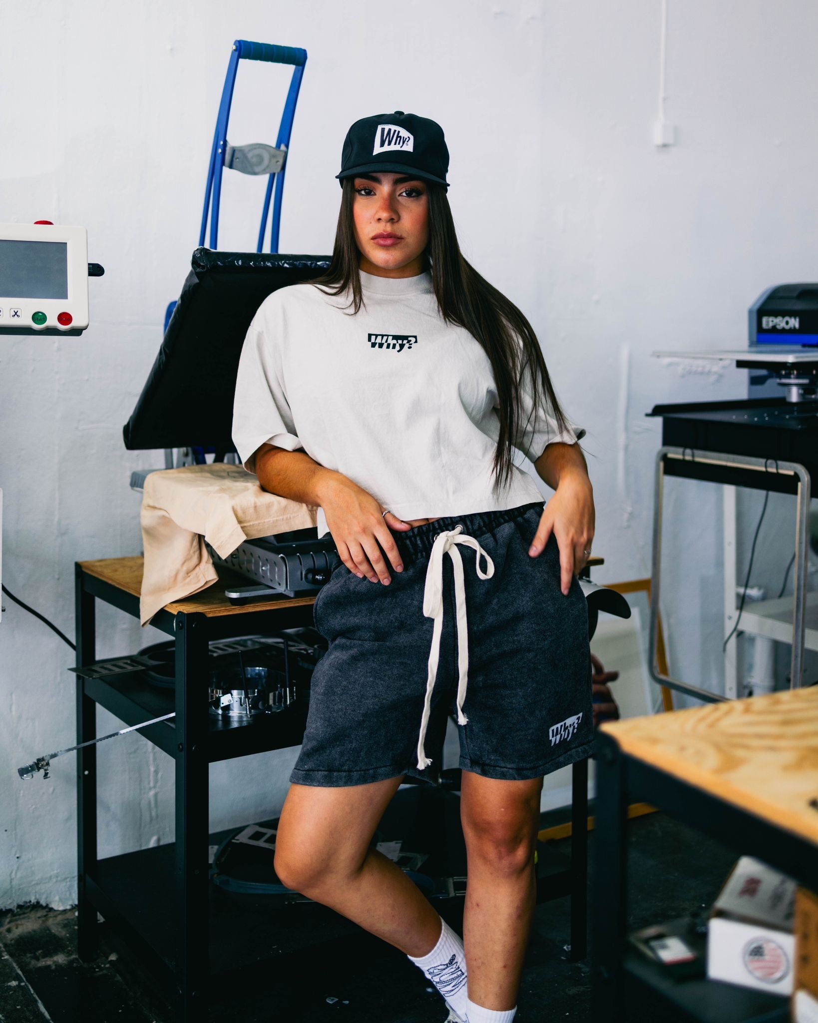 The Why Brand "Vertical Big Why" Oversized Cropped Tee